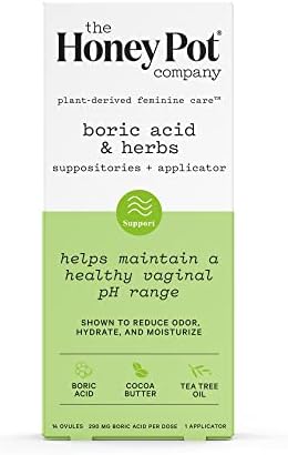 The Honey Pot Company 7 Day Boric Acid & Herbs Suppositories - Maintains and Balances Healthy Vaginal pH, Manages Odor, Hydrates, & Moisturizes. Gynecologist Approved. The Honey Pot Company