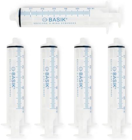 BASIK 60ml Enteral Feeding Syringe ENFIT Screw On Connection Caps Included | 60cc Syringe | Reusable Silicone O-Ring Syringe | Tube Feeding | White Clean Assure Plunger Economical and Ecological UrnConcern