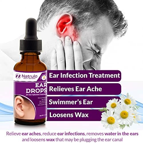 Natural Ear Drops for Ear Infection – Homeopathic Eardrops for Adults, Kids, Baby, & Pets – Relieves Ear Aches, Swimmer's Ear, & Loosens Wax – Kids Safe Ear Health Made in USA Natrulo