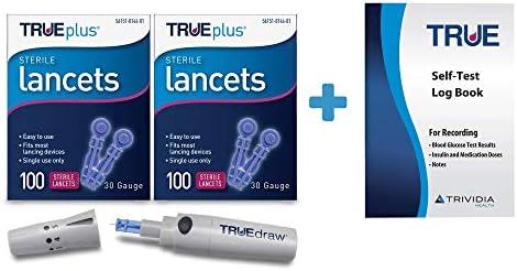 TRUEdraw® Lancing Device + 2 x 100ct 30g TRUEplus® Lancets + TRUEplus® Log Book TRUEDRAW