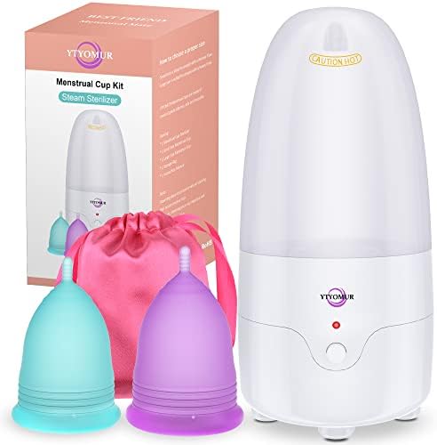 Menstrual Cups with Sterilizer, 2 Reusable Period Cups for Women, Tampon and Pad Alternative, Feminine Cup with Cleaner Set YTYOMUR