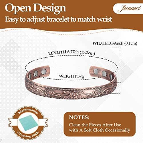 Jecanori Women's Pure Copper Bracelet, Ultra Strength Magnetic Copper Bracelets for Women, Effective Healing Magnet Bracelets Jecanori