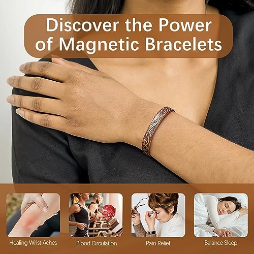 Jecanori 12X Copper Bracelets for Women, 99.99% Pure Copper Bracelet,Ultra Strength Magnetic Bracelets（CloverButterfly） Jecanori