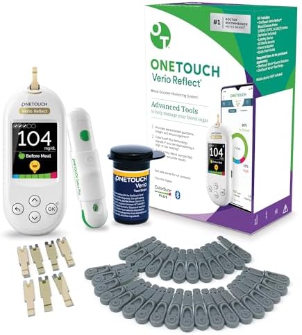 OneTouch Blood Sugar Test Kit | Includes OneTouch Verio Reflect Blood Glucose Meter, 1 Lancing Device, 30 Lancets, & 30 Test Strips, | Diabetes Testing Kit for Blood Glucose Monitoring OneTouch