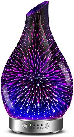 MAXWINER Essential Oil Diffusers Ultrasonic 3D Glass Aromatherapy Diffuser, Auto Shut-Off, Timer Setting, 7 Colors LED Lights Changing for Home, Office, Spa 120ml MAXWINER