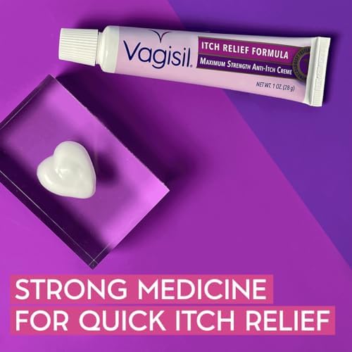 Vagisil Maximum Strength Feminine Anti-Itch Cream (Крем) with Benzocaine for Women, Helps Relieve Yeast Infection Irritation, Gynecologist Tested, Fast-acting, Soothes and Cools Skin, 1 oz (Унции) Vagisil