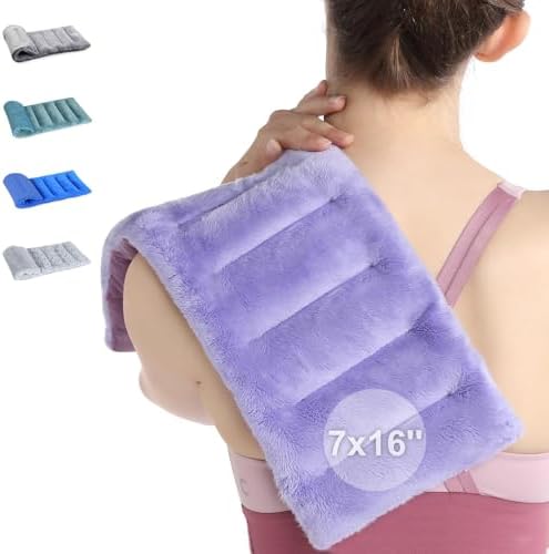 SuzziPad Microwave Heating Pad for Pain Relief, 7x16 Microwavable Heating Pads for Cramps, Muscle Ache, Joints, Neck Shoulder, Bean Bag Moist Heat Pack, Warm Compress, Purple SUZZIPAD