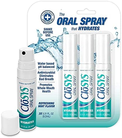 CloSYS Oral Breath Spray, 0.31 Ounce (3 Count), Mint, Sugar Free, pH Balanced, Fights Bad Breath CloSYS