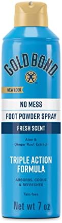 Gold Bond No Mess Talc-Free Foot Powder Spray, 7 oz., Fresh Scent, With a Triple Action Formula Gold Bond