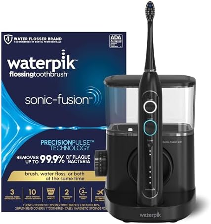 Waterpik Sonic-Fusion 2.0 Professional Flossing Toothbrush, Electric Toothbrush and Water Flosser Combo In One, White SF-04, Packaging May Vary Waterpik