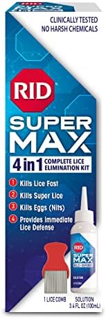 RID Super Max 4-in-1 Lice Removal Treatment Kit, Kills Super Lice & Eggs + Immediate Lice Defense, Pesticide-Free, Includes Nit Removal Comb RID