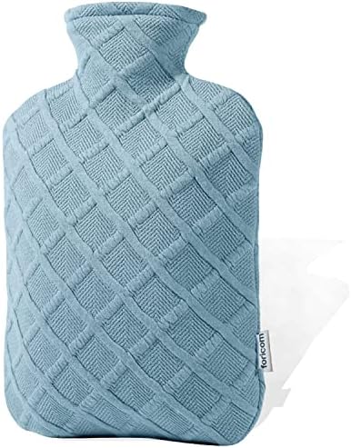 FORICOM Fuzzy Hot Water Bottle with Soft Cover, Sweater,Hot Water Bags for Pain Relief 2Liter,Heat Pad,Hot and Cold Therapy,Menstrual,Bpa Free(Sky Blue) Foricom