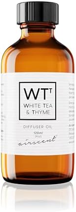 White Tea and Thyme Diffuser Oil - AirScent Aroma and Essential Oil Blend - 10 mL, .34 Fl oz Fragrance Oil Dropper Bottle Infused with Essential Oils for Aromatherapy Diffusers and Humidifiers Air-Scent