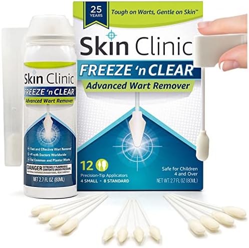 Skin Clinic FREEZE 'n CLEAR™ Advanced Wart Remover, Tough on Warts, Gentle on Skin, (12 Precision Applicators) Skin Clinic FREEZE 'n CLEAR