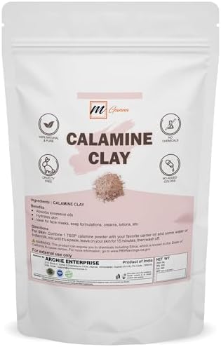 100% Natural Calamine Clay Powder for Anti-Ageing & Skin firming, Creams, Lotion and Soap Making 0.22 LBS / 100 GMS MGanna