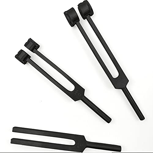 Medical Grade Aluminum Alloy Sensory Tuning Fork Activator For Healing, Therapy Non Magnetic One Each of C 128, C 256, C 512 Tuning Forks, Black, 3 Pcs Dexsur