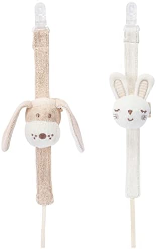 Pacifier Clip, 2 Pack Baby Pacifier Holder for Boys and Girls Fits Many Pacifiers & Baby Teething Toys, Ideal Baby Gift (Elephant&Rabbit) COTTONBEBE