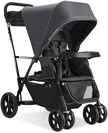 Joovy Caboose UL Sit and Stand Double Stroller with Bench Seat and Standing Platform, Plentiful Storage, Auto-Lock Quick-Fold, and Extended Sun Canopy, Jet Joovy