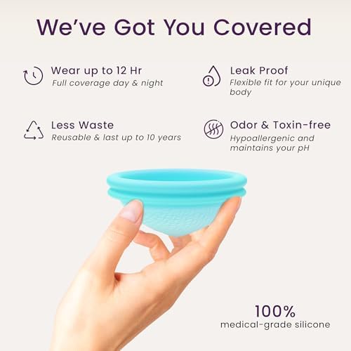 Ecoblossom Reusable Menstrual Disc - Large Menstrual Cup - Soft Period Disc for Women Designed with Flexible, Medical-Grade Silicone Period Cup (Large, Black) EcoBlossom