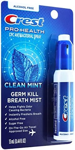 Crest Pro-Health | Portable Alcohol-Free CPC Mist with Clean Mint Flavor | Fights Odor-Causing Germs for Instant Fresh Breath - 1 Count (0.44oz) Breath Spray Crest