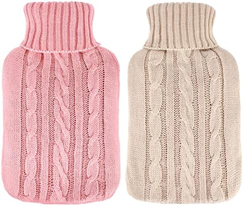 2 Pieces Hot Water Bottle Cover Soft Cover Only Knitted Hot Water Bottle Sweater for Winter Hot Compress and Cold Therapy, Menstrual Cramps, Neck, Shoulder Pain Relief(RoyalBlue, Grey) Vesici