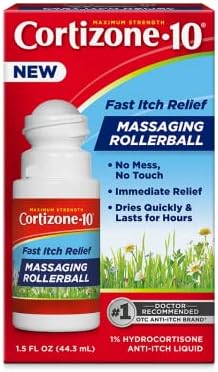 Cortizone 10 Maximum Strength Fast Itch Relief with Massaging Rollerball, 1% Hydrocortisone Anti-Itch Liquid, 1.5 oz. Cortizone 10