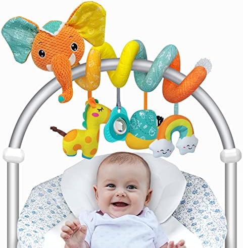 Car Seat Toys for Babies 0-6 Months, Black and White Spiral Carseat Toys for Infant 0-3 Months, High Contrast Baby Toys for 3-6 Months Newborn Toys, Stroller Toys for 0 3 6 9 12 Months Baby Ideal Gift FATI