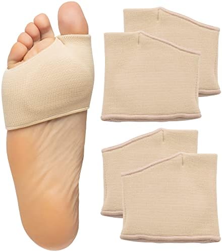 ZenToes Metatarsal Pads for Men and Women - Ball of Foot Pain Relief Cushions for Sesamoiditis, Metatarsalgia, Morton's Neuroma - 2 Pairs Fabric Sleeves with Gel (Гель) Inserts (Large, Beige) ZenToes