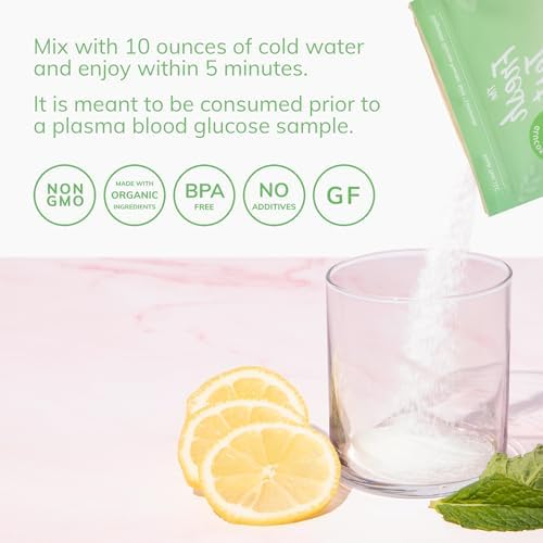 The Fresh Test® Glucose Beverage, 100 gram Powder Drink Mix | Additive-Free, Non-GMO, Organic Ingredients | Mint Lemonade The Fresh Test