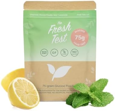 The Fresh Test® Glucose Beverage, 75-gram Powder Drink Mix | Additive-Free, Non-GMO, Organic Ingredients | Mint Lemonade The Fresh Test