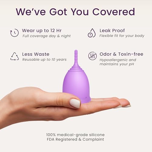 EcoBlossom Reusable Menstrual Cup Set - The Most Reliable Medical Grade Silicone Period Cups - Comfortably use for 12 Hours (2 Regular Cups) EcoBlossom