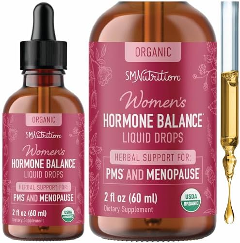 Hormone Balance Liquid Drops (Жидкие капли) | With Black Cohosh, Stinging Nettle, Red Raspberry Leaf, Chasteberry & More | Menopause, Hot Flash, & PMS Relief Menstrual Herbal Support Tincture | Vegan Formula | 2oz SMNutrition