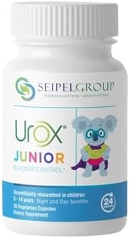 Junior Natural Bladder Control - Nocturnal Enuresis or Bedwetting Supplements. Supports Bladder Control, Reduces Urinary Frequency, and Bladder Accidents for Kids, 30 Vegetarian Capsules (Вегетарианские капсулы) (30) UROX