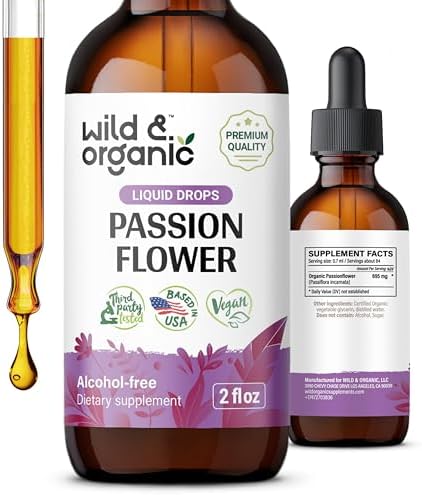 Wild & Organic Passionflower Tincture - Alcohol Free Passion Flower Drops (Капли) for Relaxation - Liquid (Жидкость) Passionflower Supplement - Zero Sugar, Vegan - 2 fl oz (Жидкие унции) Wild & Organic