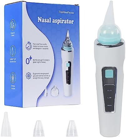 TopQuaFocus Nasal Aspirator for Adult with Electric Advanced Nose Sucker Cleaner Machine Replaceable Clean Soft Nozzle and Lavage Care System TopQuaFocus