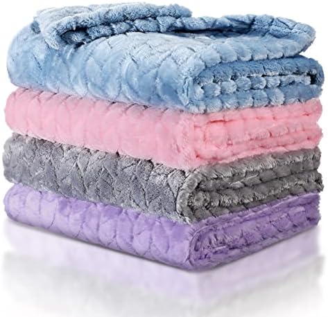 Frienda 4 Pcs Baby Fuzzy Blanket Fluffy Baby Blanket for Boys Girls Soft Warm Baby Receiving Blankets Nursery Bed Blanket Toddler Infant Newborn Receiving Blanket, 32 x 24 Inch (Classic Color) Frienda