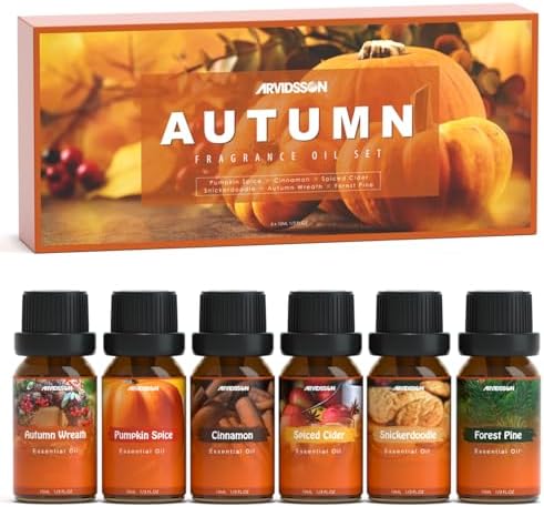 Bakery Fragrance Oils Set, ARVIDSSON Bakery Dessert Essential Oils for Candle Making, Pumpkin Pie, Snickerdoodle, Gingerbread, Creamy Vanilla and More, Cozy Fall Essential Oils for Diffuser ARVIDSSON