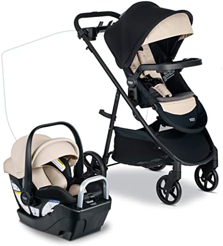 Коляска и автокресло 2-в-1 Britax Willow Brook S+ Baby Travel System с базой Alpine, технологией ClickTight, вставкой и чехлом SafeWash, Sand Onyx Britax