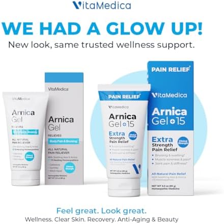 VitaMedica Arnica Gel Plus 15 Healing Plant Compounds, Extra Strength Formulation for Bruising, Swelling, Joint Pain, Muscle Soreness & Stiffness, All-Natural, Plant-Based Pain Relief VitaMedica