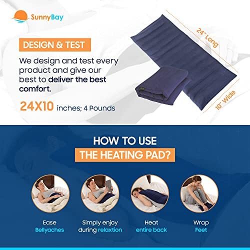 SunnyBay Extra Large Microwave Heating Pad, Microwavable Heavy Weighted Full Body Moist Hot or Cold Pack and Washable Fleece Cover, 10x24 Inches, 4 lbs, (Buffalo) SunnyBay