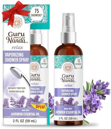 GuruNanda Breathe Vaporizing Shower Spray, Natural Spa Mist & Room Spray with Eucalyptus & Basil for Congestion Aid & Support Mental Clarity, 2 fl oz GuruNanda