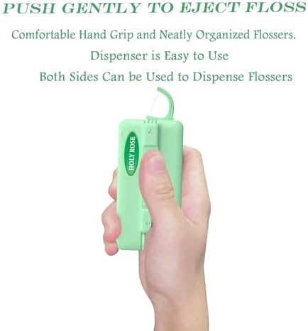 Holy Rose Mint Flavor Dental Floss Picks, Travel Dispenser 2 Boxes, Portable Flossers Case with 10 Count per Box, Bagged Floss Sticks, Twin-Line Dental Floss with Toothpick Holy rose