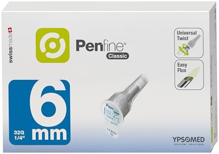 Penfine Classic Pen Needle - 32G x 6mm, 100ct, Swiss Made, Universal Fit Penfine