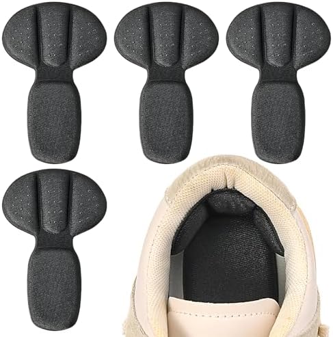 Back of Heel Cushion Pads, 4Pcs Mesh Adhesive Heel Grips Inserts for Boots, Loose Shoes Too Big, Reusable Heel Guards Liners for Women Men, Anti Blister Shoe Liners Heel Protectors (Black) WY LIGHTING LEVEL