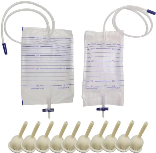 Latex Condom Catheter External Self Sealing Set 10pcs Male Condom 1pcs 1000ml Urine Bag 1pcs 2000ml Drainage Bag(30mm/1.18inch) YEYSXSY