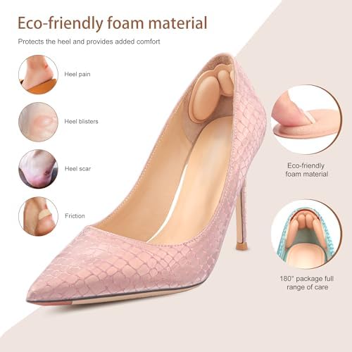 Heel Pads for Shoes That are Too Big, 4 Pairs Foamed Cotton Heel Cushions for Pain Relief & Tighter Fit, Filler Improved Shoe Fit and Comfort (Black) BIGIICO