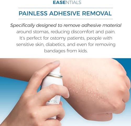 Skin-Friendly No Sting Adhesive Remover Spray, Ideal for Ostomy Patients, Sensitive Skin, and Bandage Removal, Low Residue, Quick Dry, Non-Sticky Formula, Better Than Wipes, 50 ml EASEntials