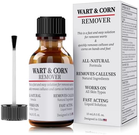 WABRINY Wart & Corn Remover Liquid, Smoothes Skin Gentle Fast Acting Gel Wart Removal for Plantar Wart Flat Warts and Corns-08 WABRINY