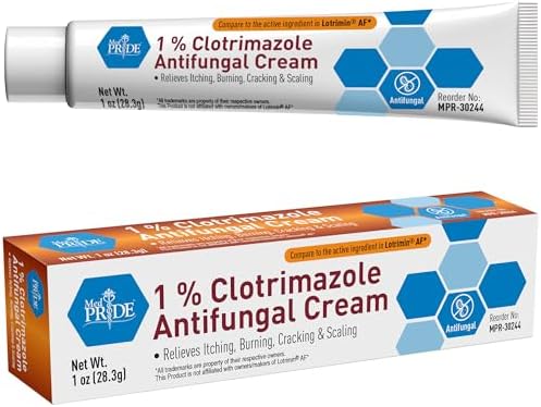 MED PRIDE 1% Clotrimazole Antifungal Cream (Крем) 1oz- Fungus Skin Care Treatment with - Jock Itch Body Ointment (Мазь) - Fights Infection, Sweat Rash, Athletes Foot, Ringworm & Relieves Itching, Burning MED PRIDE