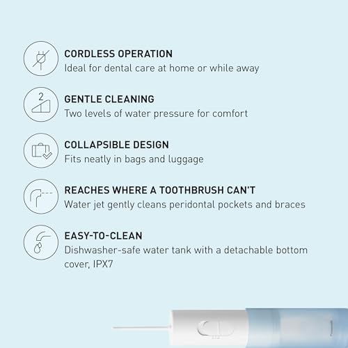 Panasonic Water Flosser for Travel, Cordless Portable Oral Irrigator with Two Water Pressure Settings, Collapsible Water Tank - EW-DJ11​-A Panasonic